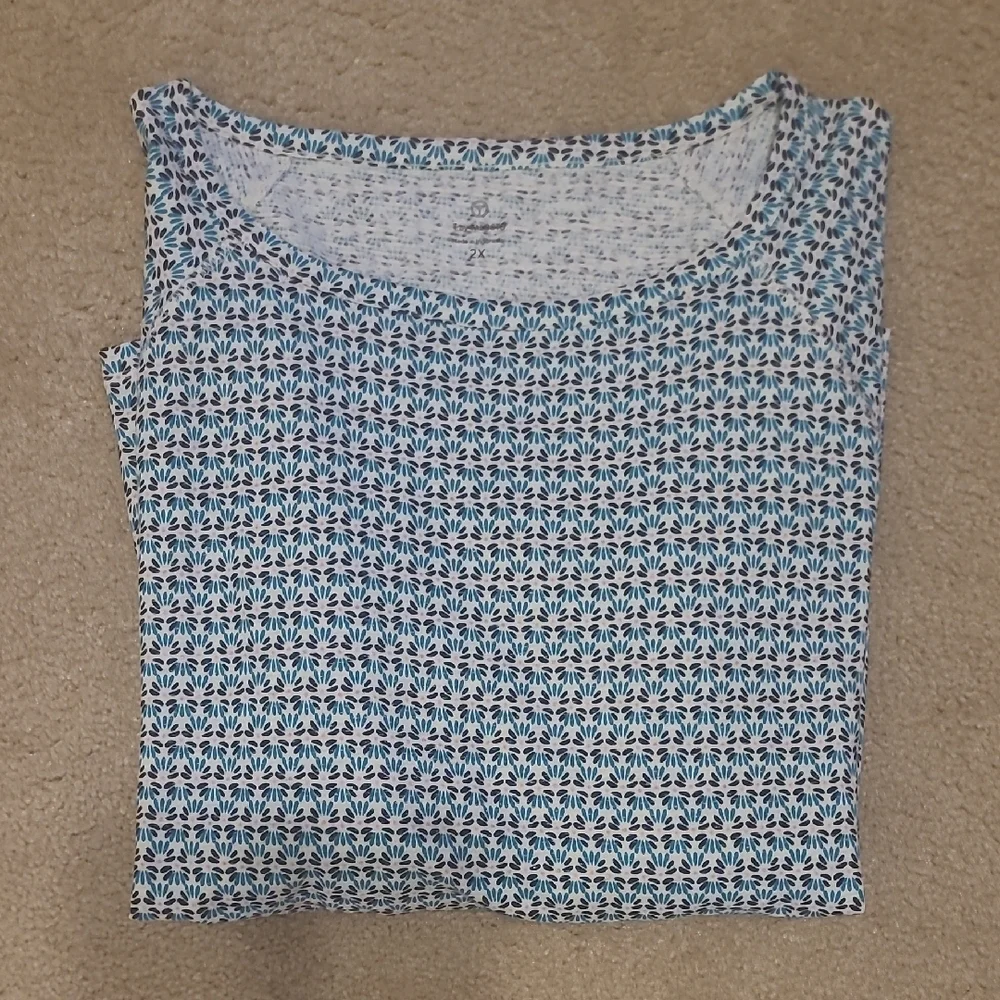Talbots Blue and White Floral Top
